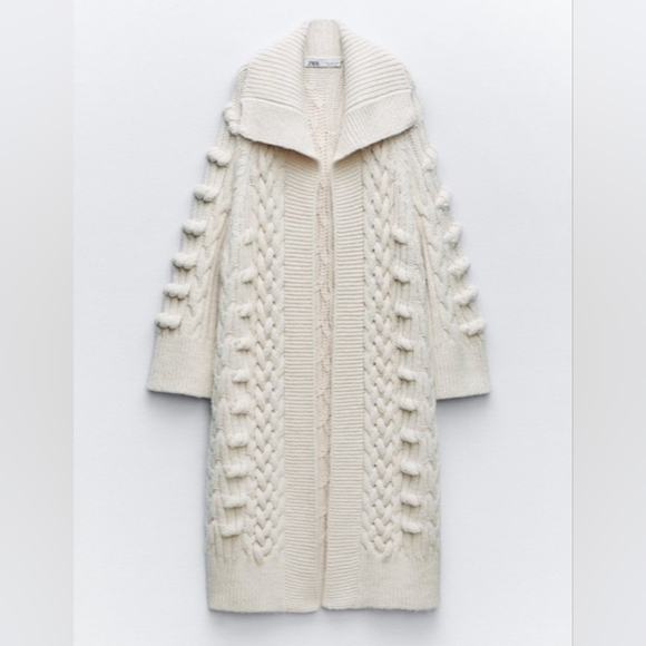 ZARA NWOT Textured Knit Coat - Picture 1 of 16